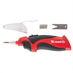 Паяльник беспроводной 4.5 В, 8 Вт, 350°С, припой 10 г, подставка, работа от элементов питания 3хАА Matrix 10993