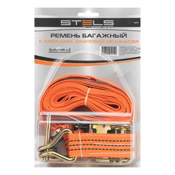 Ремень багажный с крюками, 5 x 0.038 м, храповой механизм Stels 11283