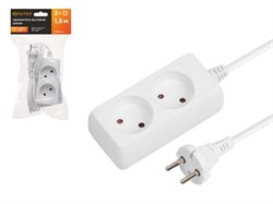 Удлинитель 1,5м (2 роз., 2,2кВт, б/з, ПВС 2х0,75) Юпитер 11531