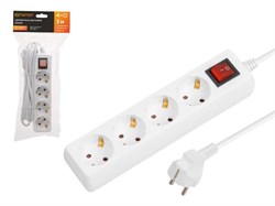 Удлинитель 3м (4 роз., 2,2кВт, с/з, выкл, ПВС 3х0,75) Юпитер 11556