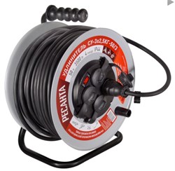 Удлинитель силовой на металлической катушке Ресанта СУ-3х2,5КГ-50/3 (с выкл., 4 розетки, IP44) 12014