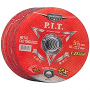 Диск отрезной по металлу и нерж. стали P.I.T. DRUA ACTW01-1250B (125x22,2x1,0мм, 10шт, метал. бокс) 10041