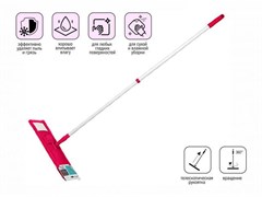 Швабра для пола с насадкой из микрофибры, фуксия, PERFECTO LINEA (Телескопическая рукоятка 67-120 см) 11521