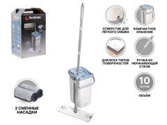 Швабра с отжимным ведром Scratch Anet, бежевая, PERFECTO LINEA (отжимное ведро, швабра, 2 сменных насадки из микрофибры.) 11525