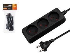 Удлинитель 1,5м (3 роз., 2,2кВт, б/з, ПВС 2х0,75) черный, Юпитер 11533