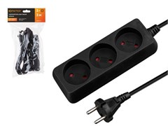 Удлинитель 3м (3 роз., 2,2кВт, б/з, ПВС 2х0,75) черный, Юпитер 11537