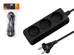 Удлинитель 5м (3 роз., 2,2кВт, б/з, ПВС 2х0,75) черный, Юпитер 11549