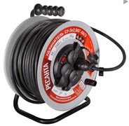 Удлинитель силовой на металлической катушке Ресанта СУ-3х2,5КГ-50/3 (с выкл., 4 розетки, IP44) 12014