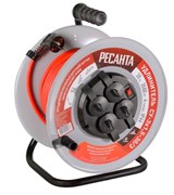 Удлинитель силовой на металлической катушке Ресанта СУ-3х1,5-30/3 (с выкл., 4 розетки, IP44) 12016