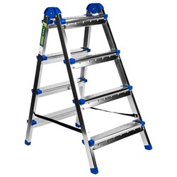Стремянка двухсторонняя 4 ступени, сталь профиль, стальные ступени, Сибртех 10524
