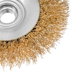 Щетка для УШМ, 100 мм, М14, "тарелка", латунированная витая проволока Matrix 10788