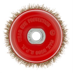 Щетка для УШМ, 100 мм, М14, "чашка", латунированная витая проволока Matrix 10790