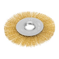 Щетка для УШМ, 125 мм, посадка 22.2 мм, плоская, латунированная витая проволока Matrix 10796