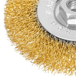 Щетка для УШМ, 100 мм, М14, плоская, латунированная витая проволока Matrix 10819