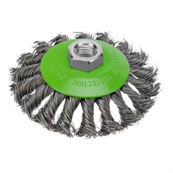 Щетка для УШМ, 100 мм, М14, "тарелка", крученая металлическая проволока Сибртех 10827