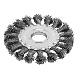 Щетка для УШМ, 100 мм, посадка 22.2 мм, плоская, крученая проволока 0.5 мм Сибртех 10843