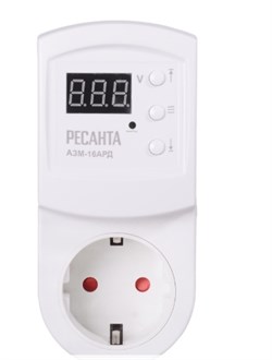 Блок защиты по напряжению "Ресанта" АЗМ 16AРД регулируемый (с дисплеем, в розетку) 10939