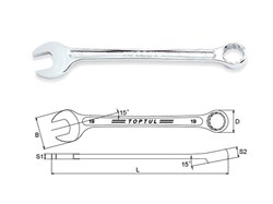 Ключ комбинированный 27мм 15° TOPTUL (AAEX2727) 11071