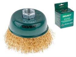 Щетка д/шлиф.маш."чашка" гофр. 100мм ВОЛАТ (для УШМ шлифмашины болгарки М14 торцевая крацовка) 11193