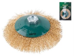 Щетка дисковая гофр.125мм/M14 ВОЛАТ (для УШМ шлифмашины болгарки М14 тарелка торцевая крацовка) 11195