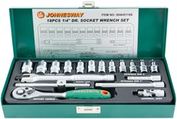 Набор головок торцевых 1/4"DR, 4-13 мм, 18 предметов Jonnesway S04H2118S 12365