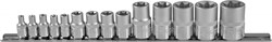Набор головок торцевых 1/4", 3/8", 1/2"DR, внешний TORX®, на держателе, Е4-E24, 14 предметов Jonnesway S06H414S 12377