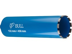 Коронка алмазная d 132мм железобетон BULL, L450мм, мокрое сверление 13385