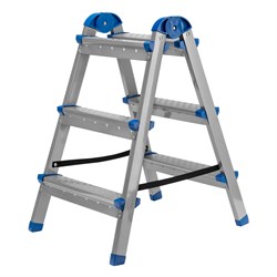 Стремянка двухсторонняя 3 ступени, сталь профиль, стальные ступени, Россия Сибртех 4617