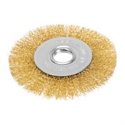 Щетка для УШМ, 125 мм, посадка 22.2 мм, плоская, латунированная витая проволока Matrix 10796