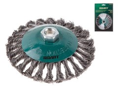 Щетка дисковая косич.125мм/M14 ВОЛАТ (для УШМ шлифмашины болгарки М14 тарелка торцевая крацовка) 11197