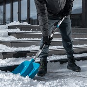 Лопата для уборки снега, полипропилен, 350х405х1300мм, алюминиевый черенок, ПВХ накладка, LUXE Palisad 11305
