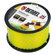 Леска для триммера витой квадрат, 2,4мм х 243м, на DIN катушке FLEX CORD Denzel 9025