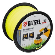Леска для триммера витой квадрат, 3,0мм х 163м, на DIN катушке FLEX CORD Denzel 9028