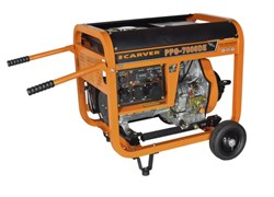 Генератор CARVER PPG- 7000DE дизель LT-186FA, 5,0/5,5кВт, 220В, бак12.5л, э/старт, колеса, медь 01.020.00023 9552